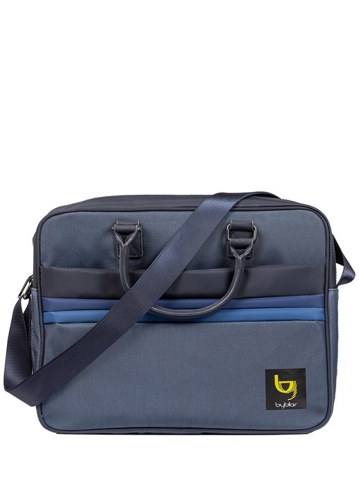 BY Byblos, Geanta messenger de piele ecologica si material textil Zephyr, Albastru inchis