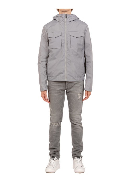 BY Byblos, Jacheta cu guler inalt si gluga Zephyr Chic, Gri