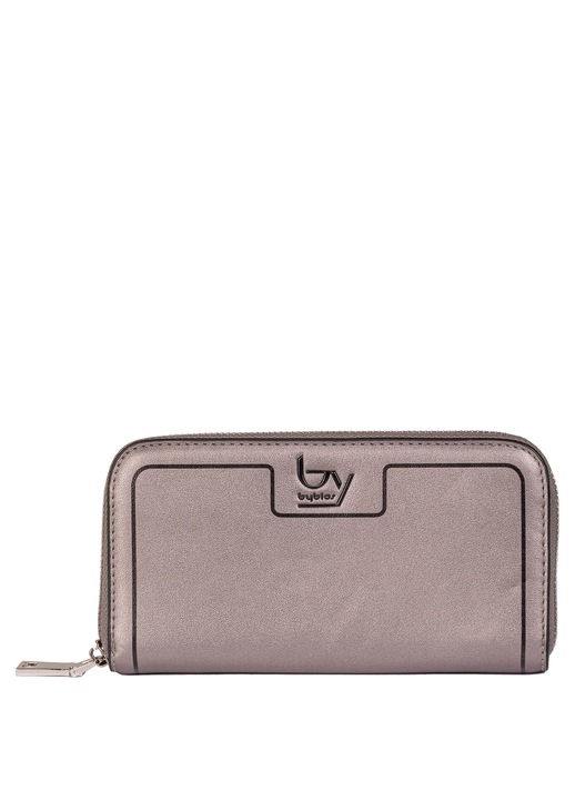BY Byblos, Portofel de piele ecologica cu fermoar Valoria Plus, Roz deschis