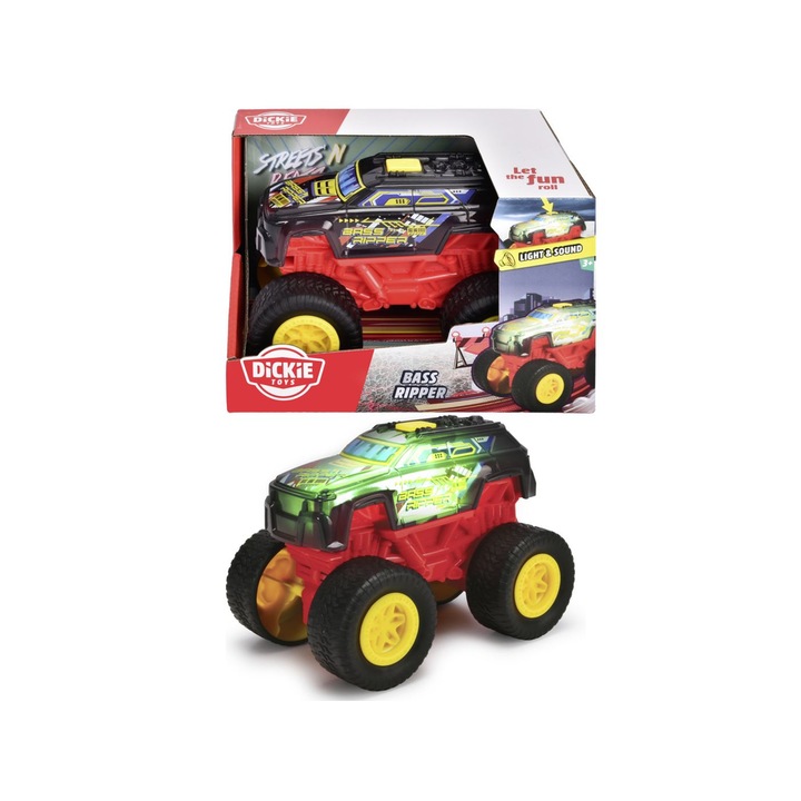 DICKIE Bass Ripper terepjáró autó fénnyel és hanggal, 17 cm
