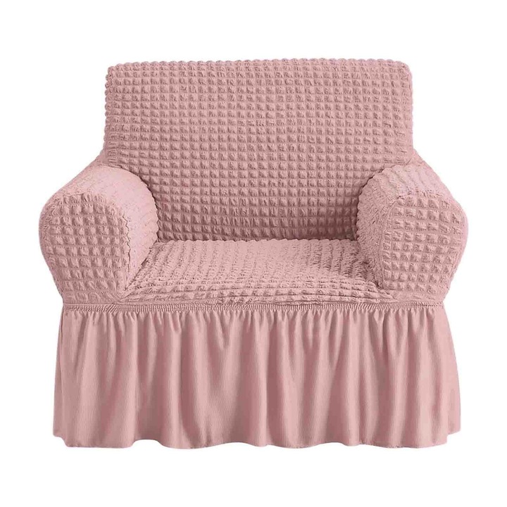 Husă protecție canapea Asskanaer, elastică și antiderapantă, roz, dimensiuni max. sezut 90x140cm