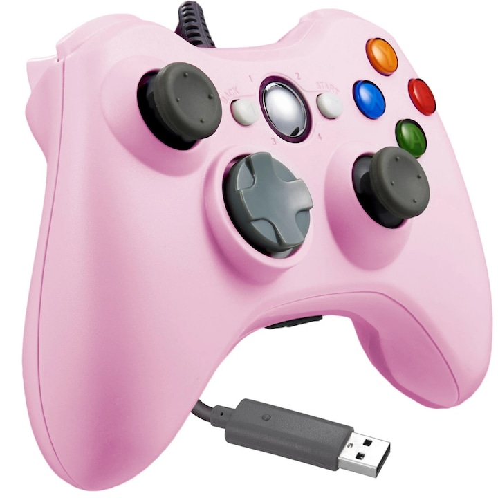 Controller Dual Shock Macvi® pentru PC si Xbox 360 cu stick-uri analog vibratii realiste dualpad 8 directii conectare USB cablu 2, 5 m
