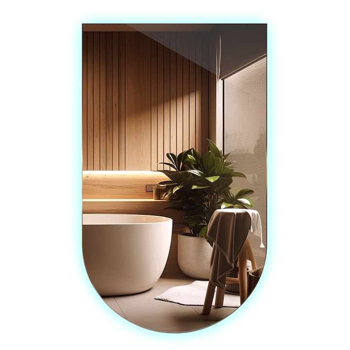 LED огледало Coloray, органична форма, асиметрично, 45x80cm, за стена, студена светлина