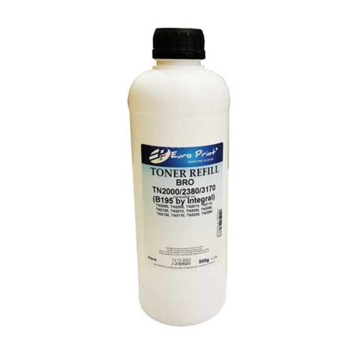 Refill Toner Rezerva Compatibil Profesional, Brother, BRO TN2000/TN3170/TN3280 B195 500g by Integral refill, Negru, Compatibil cu TN2000, TN2005, TN2010, TN2110, TN2120, TN2210, TN2120, TN3030, TN3060, TN3130, TN3170, TN3230, TN3280