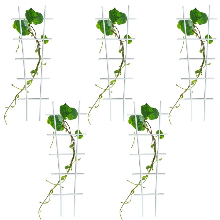 Set 5 suporturi pentru plante, drabinka, 50x18 cm, alb