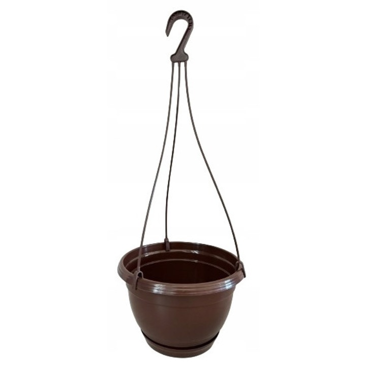 Ghiveci suspendat cu suport, 24cm, culoare brown, pentru surfinie si pelargonie