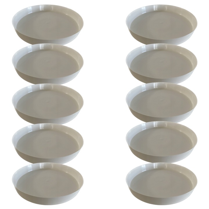 Set 10 suporturi pentru ghivece, 15cm, alb, material plastic