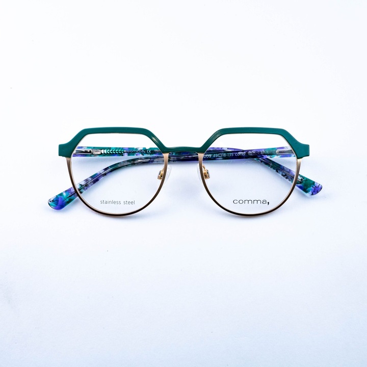 Ochelari de corecție, Comma, model 70209, verde-auriu, 49x18x135mm