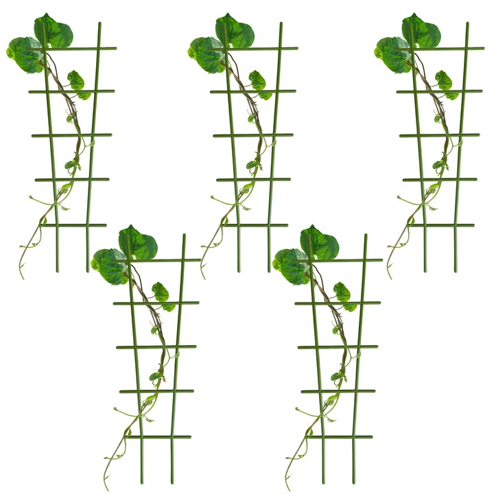 Set 5 suporturi pentru plante, 50x18 cm, verde