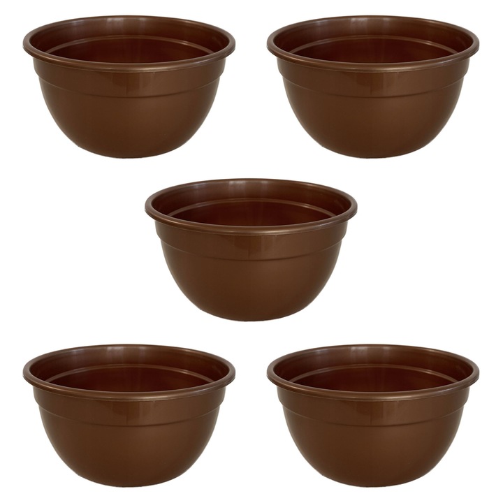 Ghiveci decorativ marime 15cm, set 5 bucati, culoare cupru, material plastic, design elegant