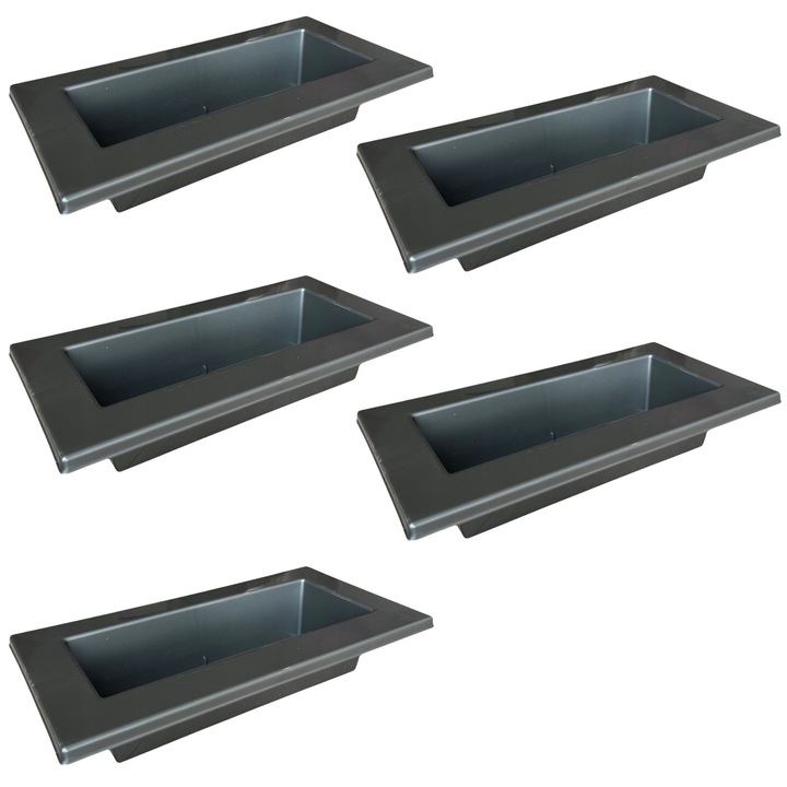 Set 5 jardiniere Rynna Srebrna 30cm pentru Compozitii Florale, 6,5cm inaltime, 16cm latime