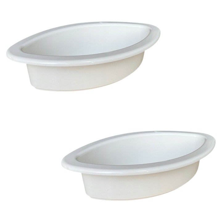 Donica set 2 bucati, 36cm, alba, design modern, material rezistent
