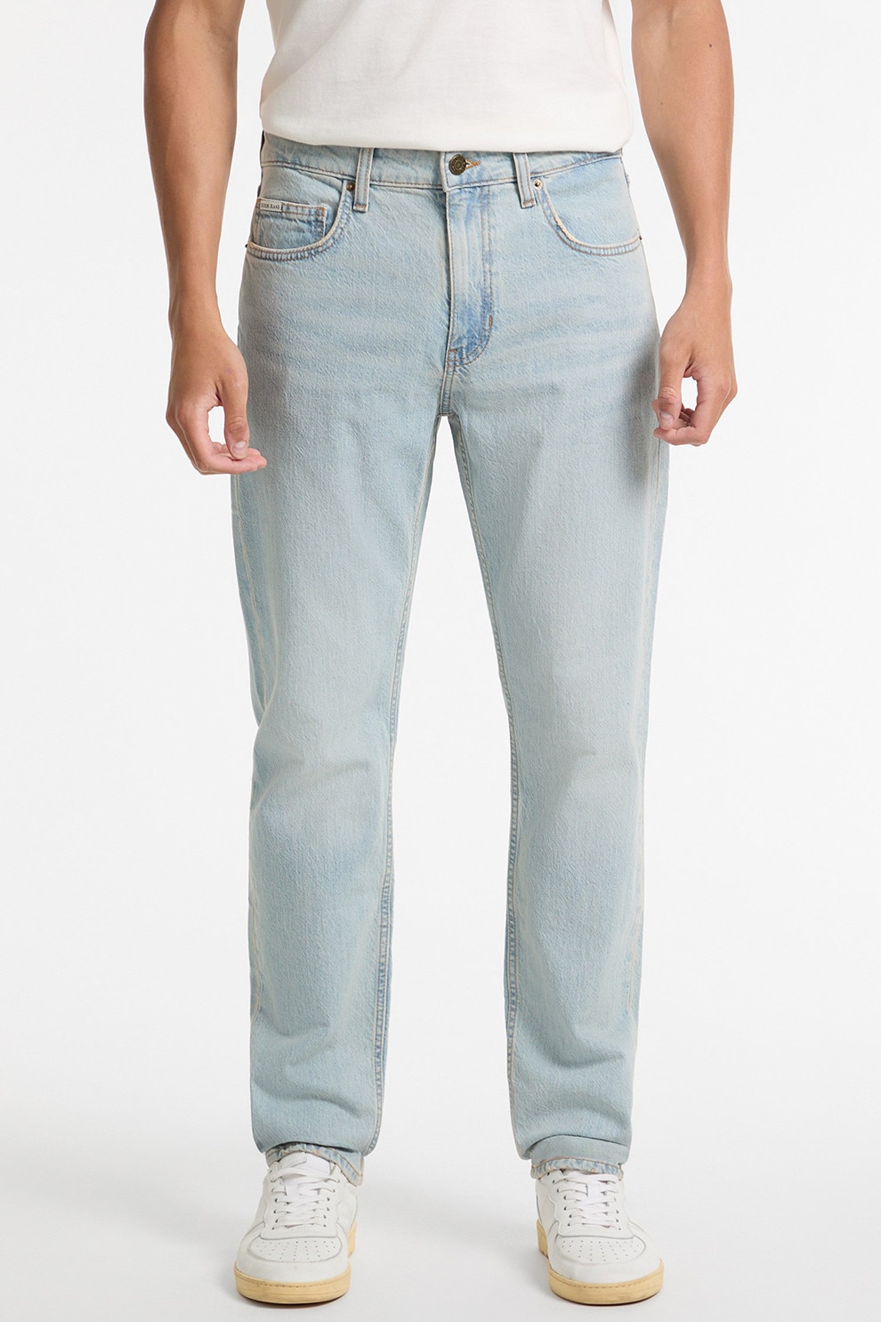 GUESS JEANS, Blugi regular fit cu talie medie si buzunare, Albastru deschis, W34-L32