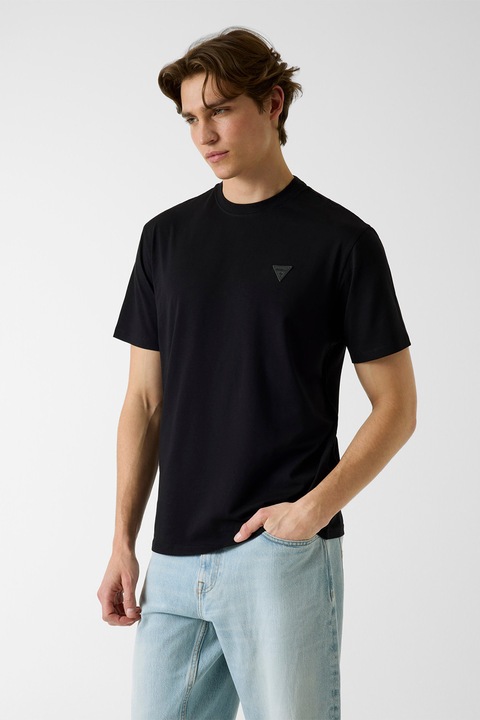 GUESS, Pamut és modáltartalmú póló, Fekete