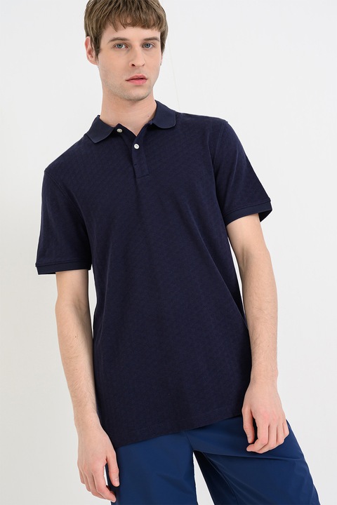 GUESS, Galléros lyocelltartalmú póló, Sötétkék