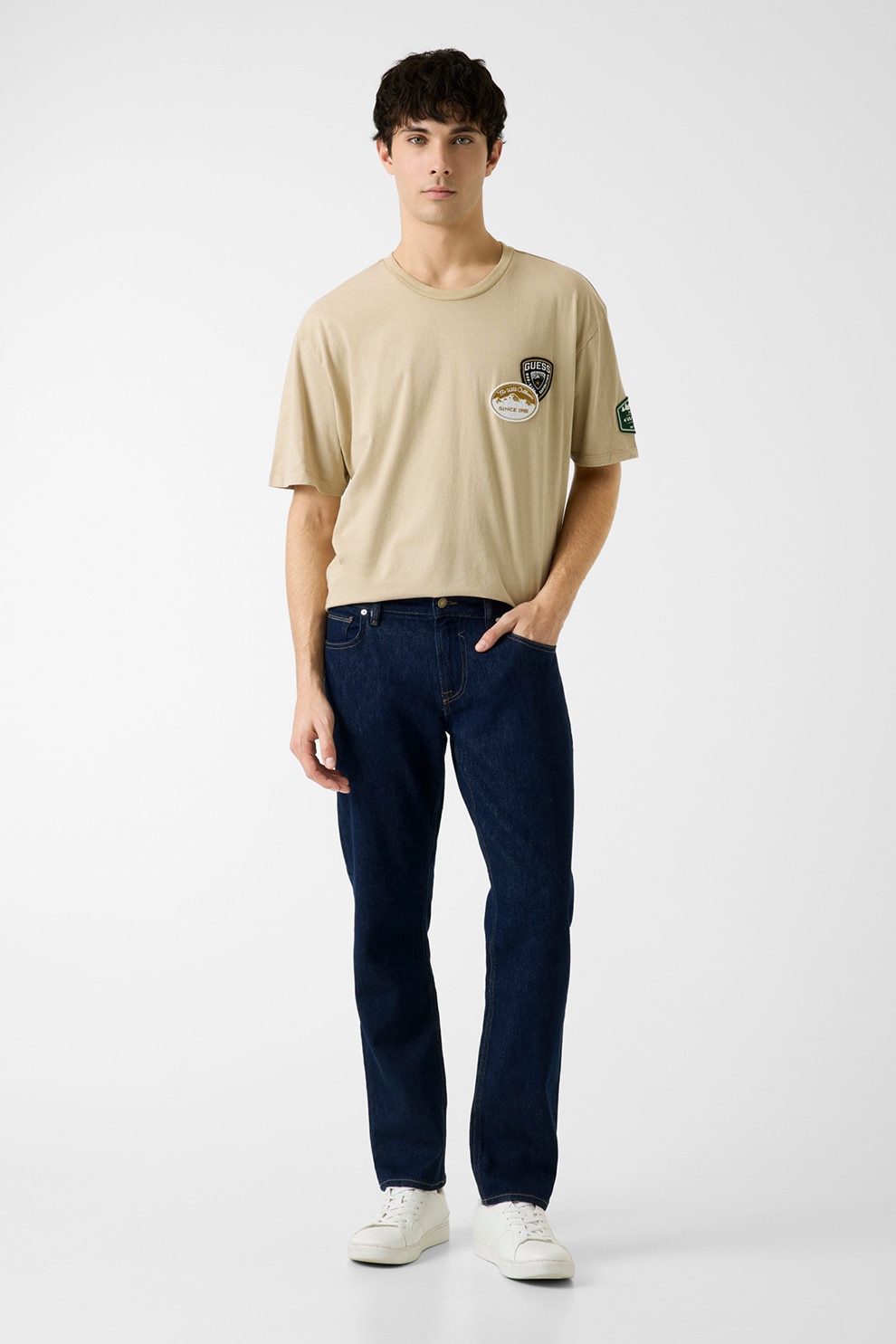 GUESS, Blugi slim fit din amestec de lyocell Angels, Bleumarin, W34-L32