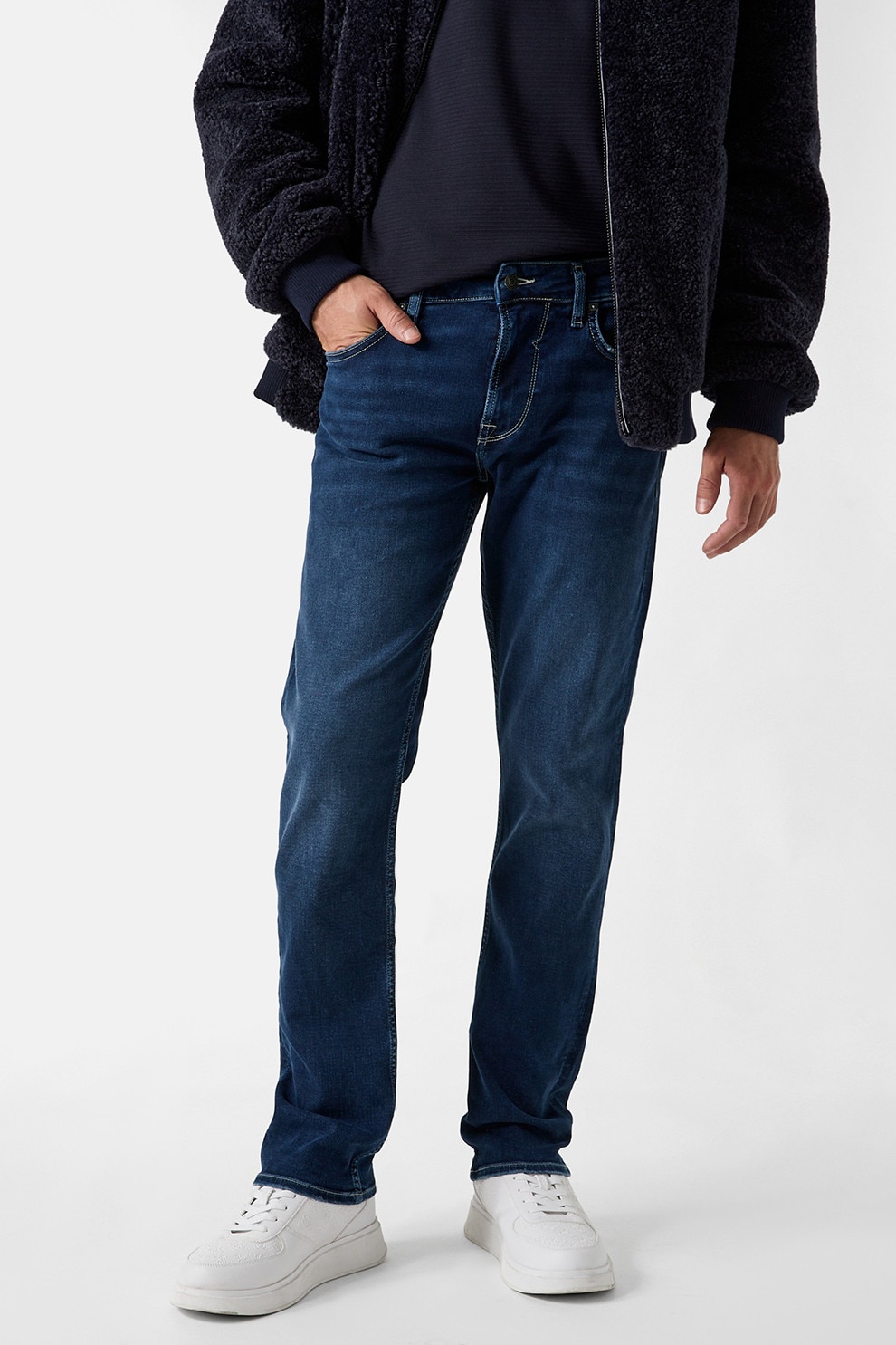 GUESS, Blugi slim fit, Albastru inchis, W33-L32