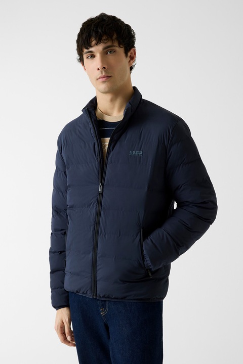 GUESS, Geaca slim fit matlasata, Albastru ultramarin