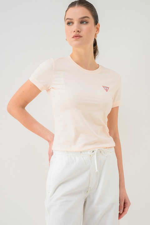 GUESS, Tricou slim fit cu logo, Piersica