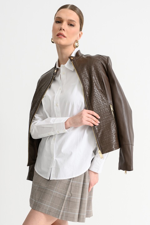 GUESS JEANS, Camasa uni de bumbac cu guler clasic, Alb