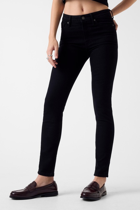 GUESS JEANS, Скини дънки с висока талия, Черен