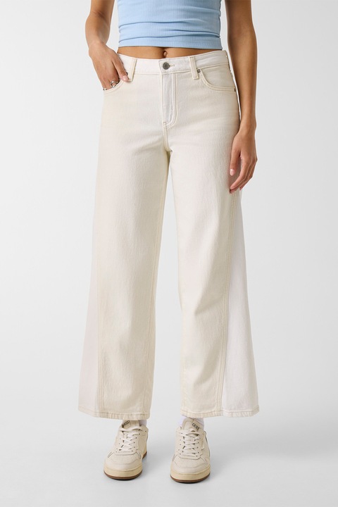 GUESS JEANS, Дънки с висока талия и широк крачол, Мръснобял
