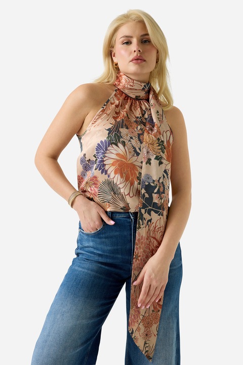 GUESS, Халтер топ с флорален принт, Многоцветен