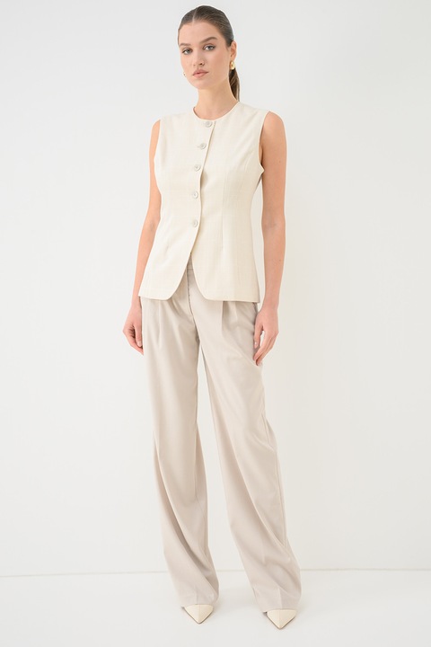 GUESS, Слим елек с овално деколте, Крем, S