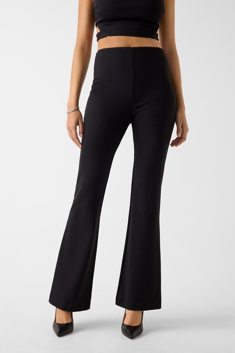 GUESS, Blugi cu croiala bootcut si talie inalta, Negru