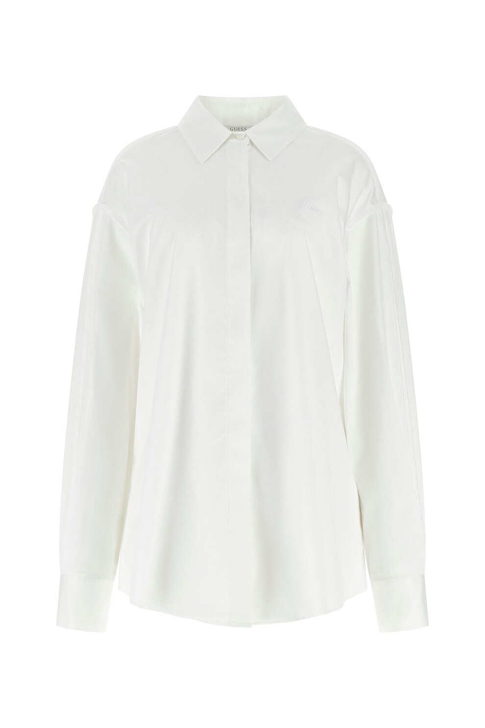 GUESS, Camasa din amestec de bumbac cu model uni, Alb, S