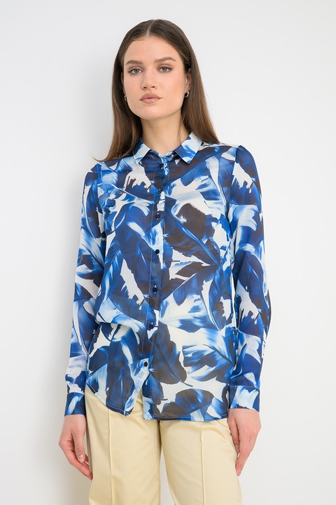 GUESS, Стелеща се флорална риза, Бял/Син