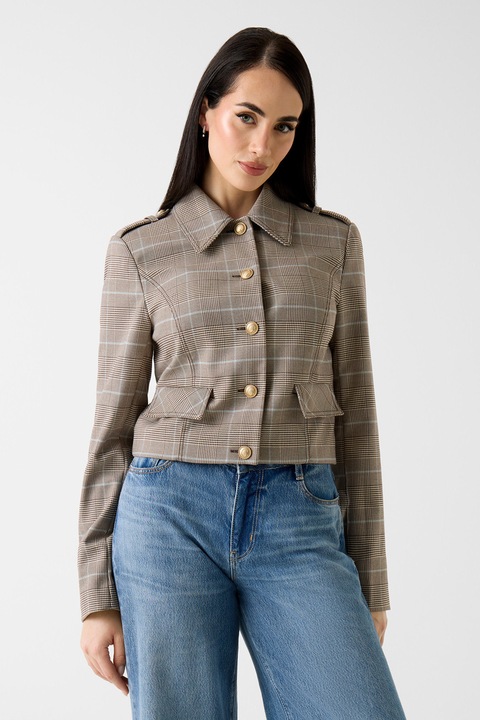 GUESS, Сако на каре, Кафяв/Светлосин