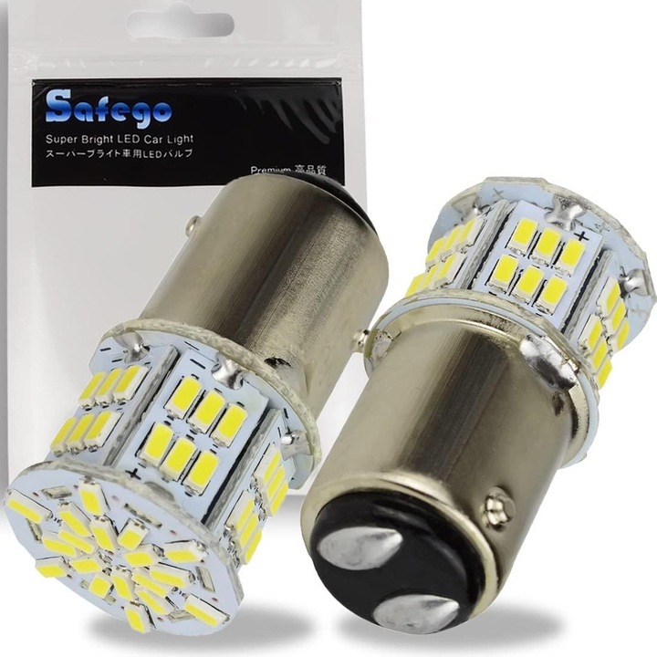 Becuri LED 1157 BAY15D, 54 SMD, alb, set de 2, 12V