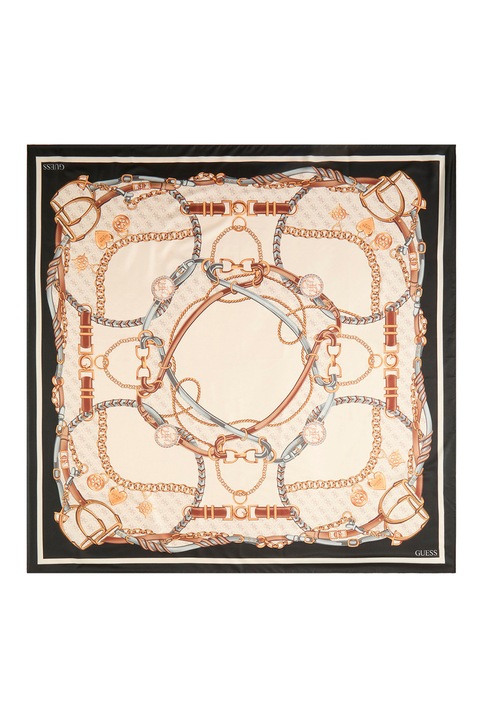 GUESS, Esarfa cu model Kefiah, Bej, Negru