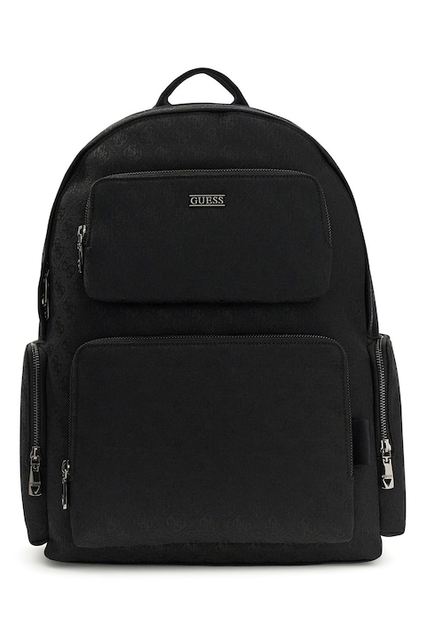 GUESS, Rucsac cu model monograma Boston, Negru