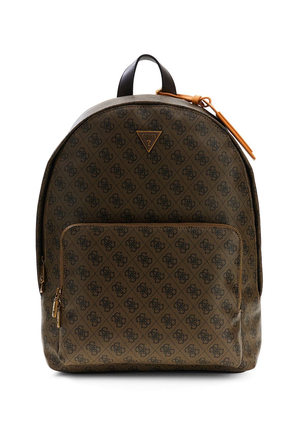 GUESS, Rucsac de piele ecologica cu model monograma Milano, Caramel, Negru