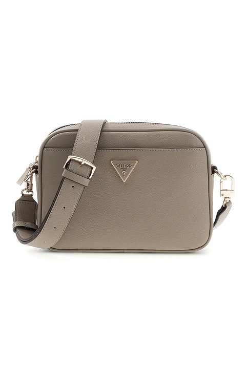 GUESS, Geanta crossbody din piele ecologica cu bareta ajustabila, Grej
