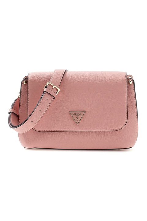 GUESS, Geanta crossbody din piele ecologica cu clapa Meridian, Roz pal