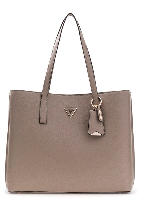 GUESS, Geanta shopper de piele ecologica cu aplicatie logo, Grej
