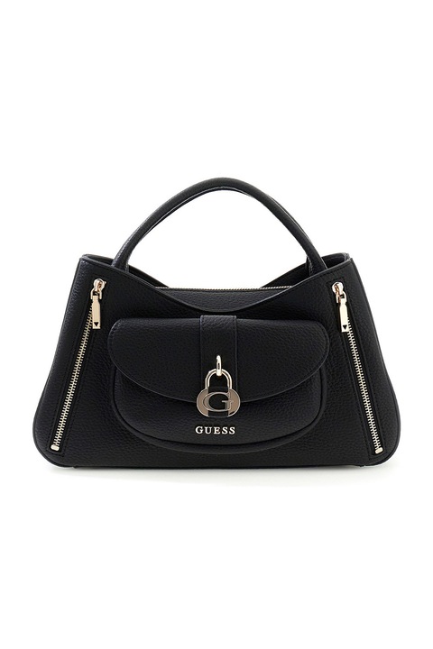 GUESS, Geanta din piele ecologica cu bareta de umar Jessa, Negru