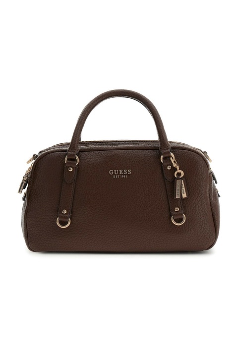 GUESS, Geanta bowler din piele ecologica Marsha, Maro inchis