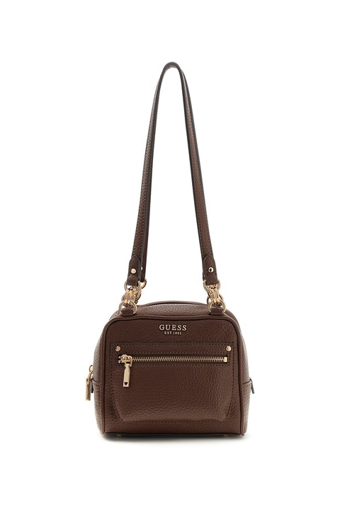 GUESS, Geanta din piele ecologica cu bareta de umar Marsha, Maro inchis