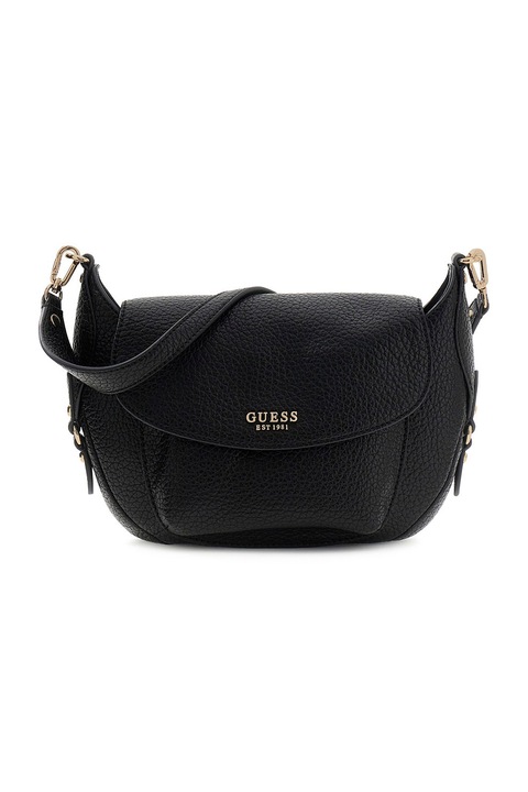 GUESS, Geanta din piele ecologica cu bareta de umar Marsha, Negru