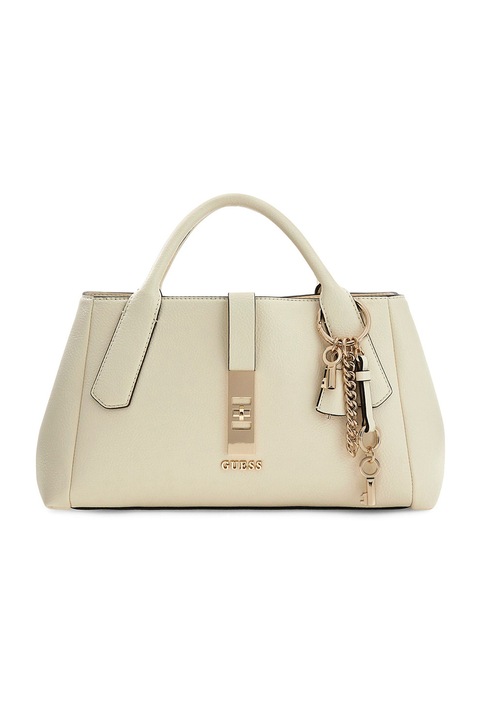 GUESS, Egyszínű műbőr kézitáska, Törtfehér