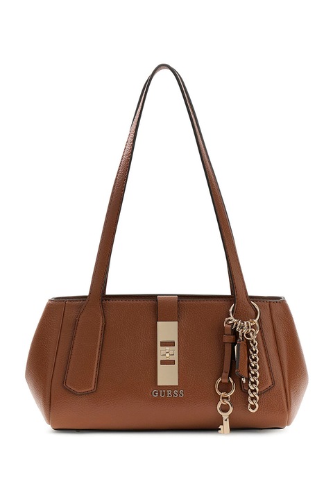 GUESS, Fémlogós válltáska, Konyakbarna
