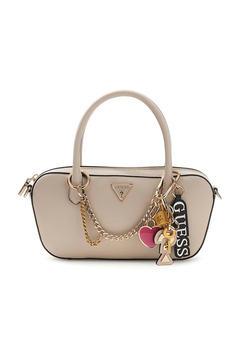 GUESS, Műbőr kézitáska charmokkal, Világos tópbarna