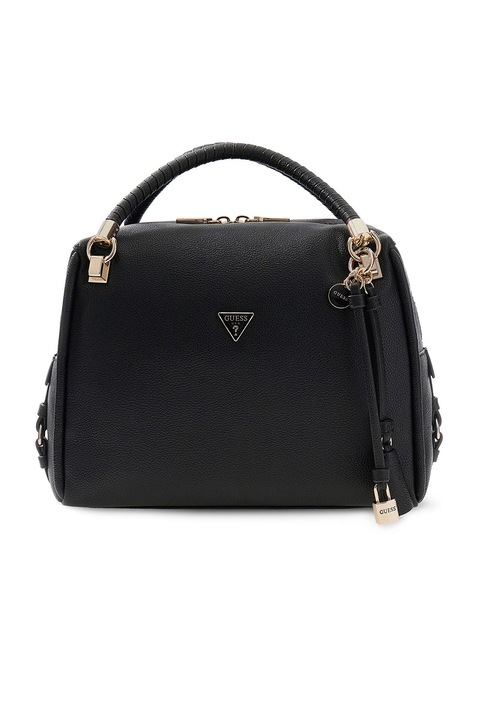 GUESS, Geanta duffle din piele ecologica cu buzunar cu fermoar pe partea din spate Danya, Negru