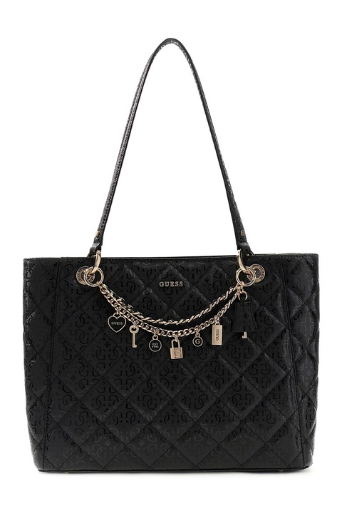GUESS, Geanta shopper cu pandantive Libby, Negru