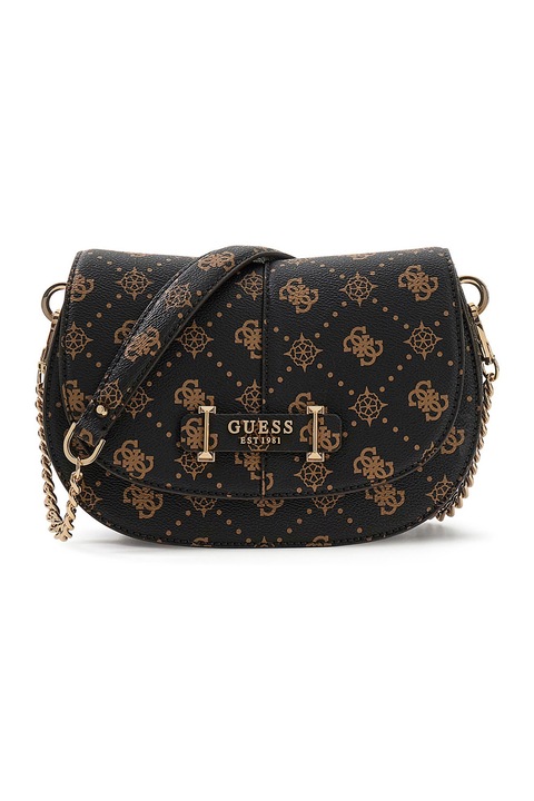 GUESS, Carrie keresztpántos műbőr táska levehető pánttal, Bézs, Fekete