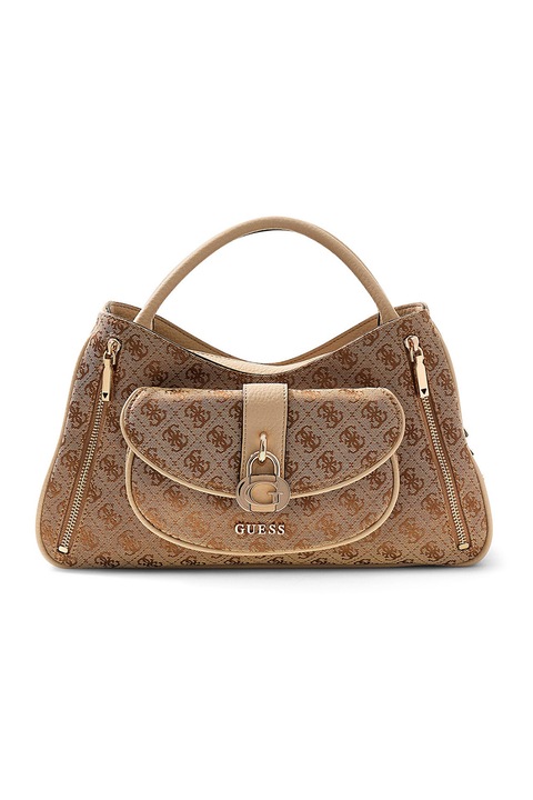 GUESS, Geanta crossbody cu model logo Jessa, Bej